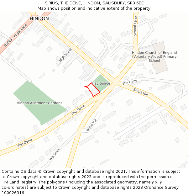 SIRIUS, THE DENE, HINDON, SALISBURY, SP3 6EE: Location map and indicative extent of plot