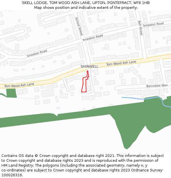 SKELL LODGE, TOM WOOD ASH LANE, UPTON, PONTEFRACT, WF9 1HB: Location map and indicative extent of plot