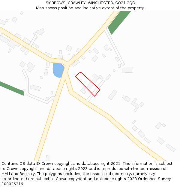 SKIRROWS, CRAWLEY, WINCHESTER, SO21 2QD: Location map and indicative extent of plot