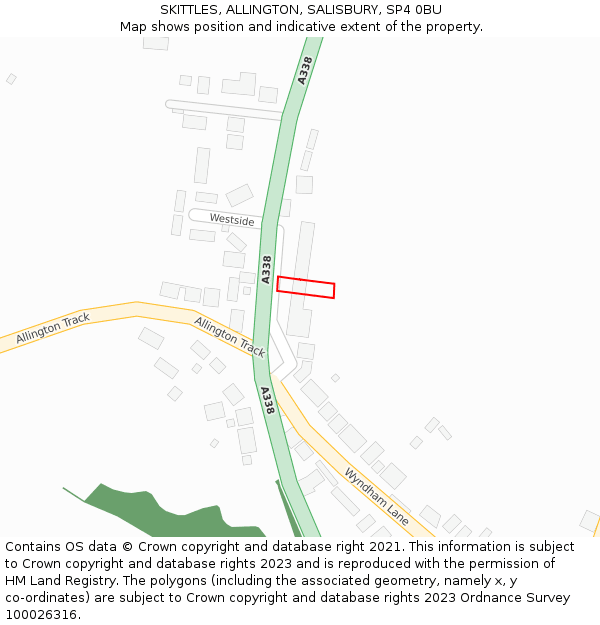SKITTLES, ALLINGTON, SALISBURY, SP4 0BU: Location map and indicative extent of plot