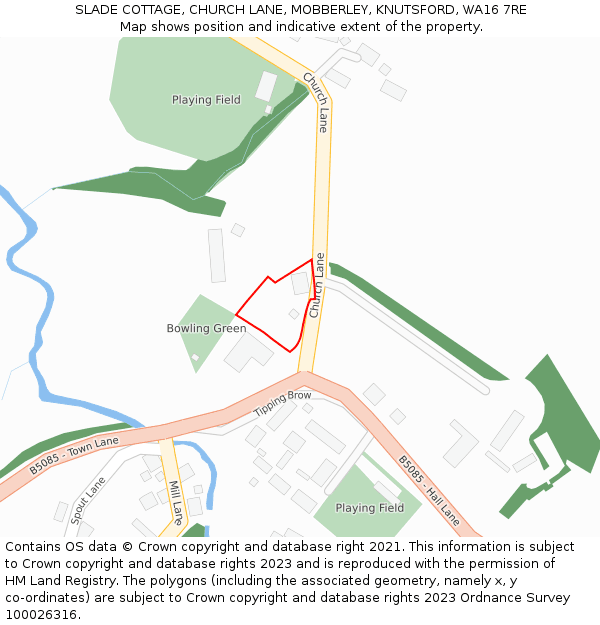 SLADE COTTAGE, CHURCH LANE, MOBBERLEY, KNUTSFORD, WA16 7RE: Location map and indicative extent of plot