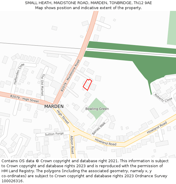 SMALL HEATH, MAIDSTONE ROAD, MARDEN, TONBRIDGE, TN12 9AE: Location map and indicative extent of plot