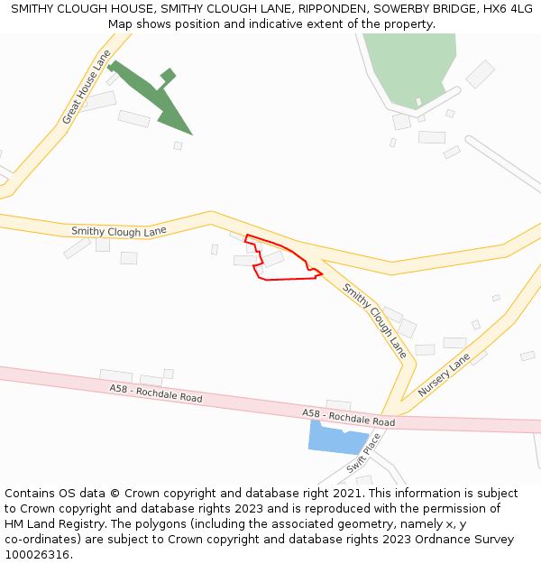 SMITHY CLOUGH HOUSE, SMITHY CLOUGH LANE, RIPPONDEN, SOWERBY BRIDGE, HX6 4LG: Location map and indicative extent of plot