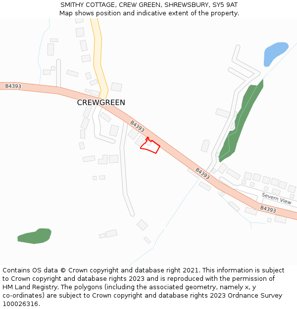 SMITHY COTTAGE, CREW GREEN, SHREWSBURY, SY5 9AT: Location map and indicative extent of plot