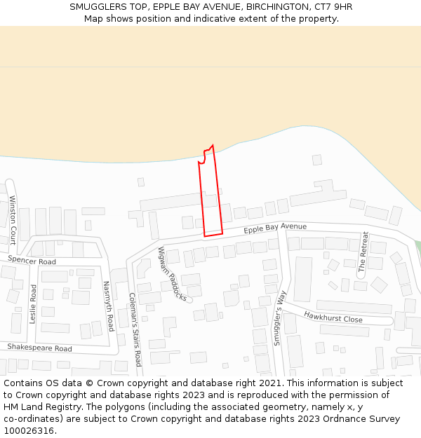 SMUGGLERS TOP, EPPLE BAY AVENUE, BIRCHINGTON, CT7 9HR: Location map and indicative extent of plot