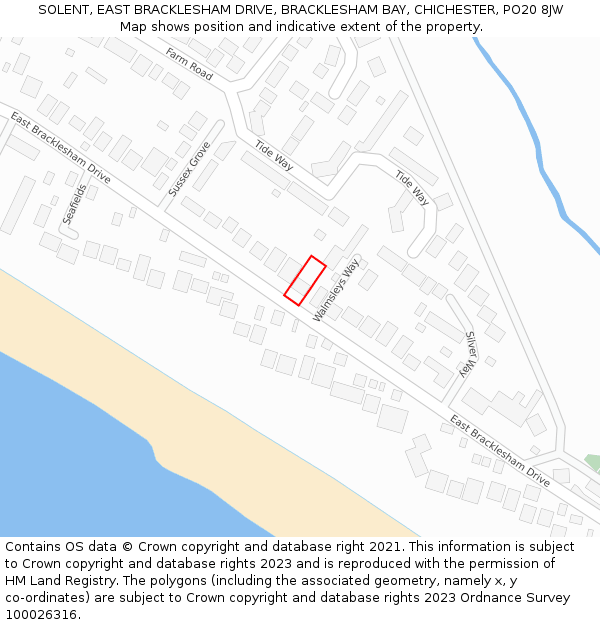 SOLENT, EAST BRACKLESHAM DRIVE, BRACKLESHAM BAY, CHICHESTER, PO20 8JW: Location map and indicative extent of plot