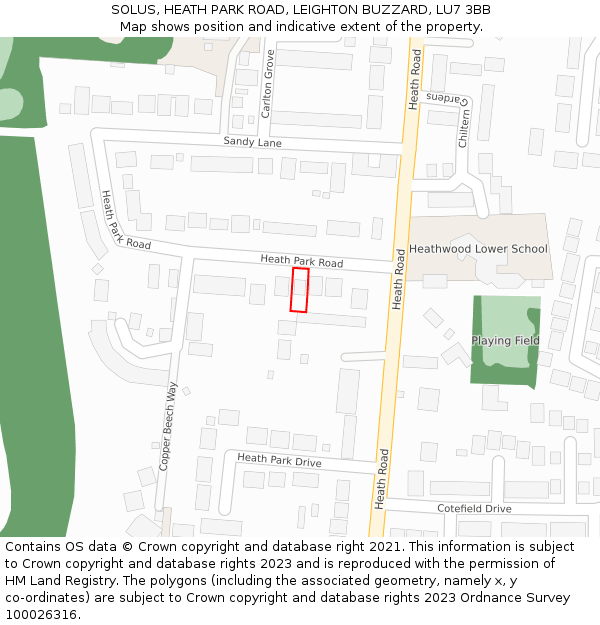 SOLUS, HEATH PARK ROAD, LEIGHTON BUZZARD, LU7 3BB: Location map and indicative extent of plot