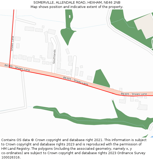 SOMERVILLE, ALLENDALE ROAD, HEXHAM, NE46 2NB: Location map and indicative extent of plot