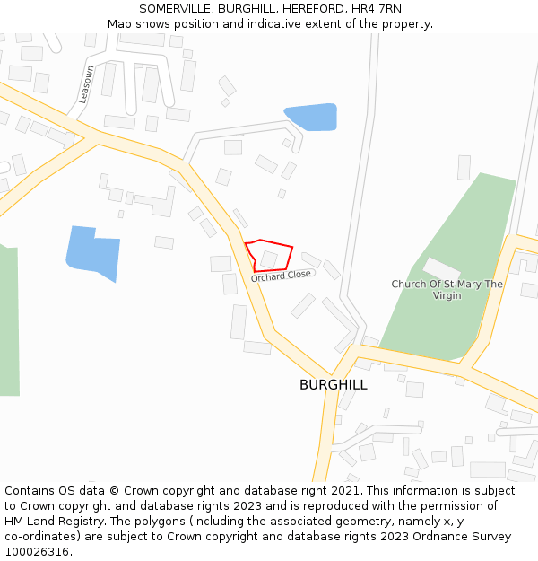 SOMERVILLE, BURGHILL, HEREFORD, HR4 7RN: Location map and indicative extent of plot