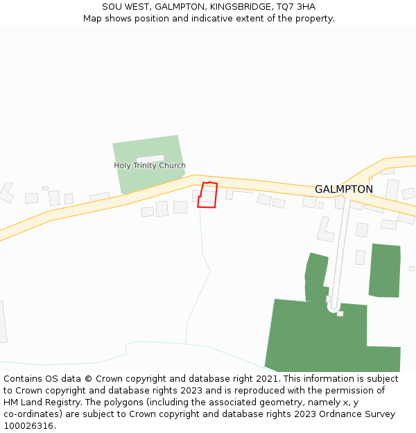 SOU WEST, GALMPTON, KINGSBRIDGE, TQ7 3HA: Location map and indicative extent of plot