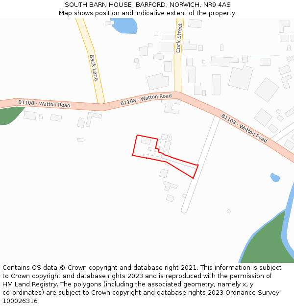 SOUTH BARN HOUSE, BARFORD, NORWICH, NR9 4AS: Location map and indicative extent of plot