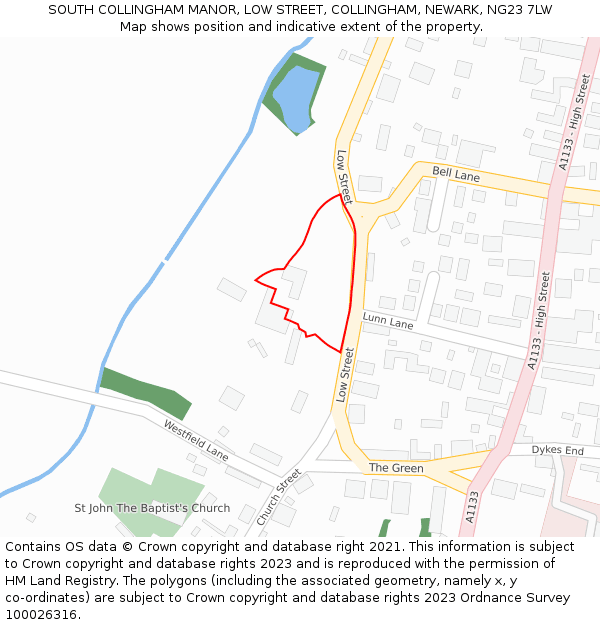 SOUTH COLLINGHAM MANOR, LOW STREET, COLLINGHAM, NEWARK, NG23 7LW: Location map and indicative extent of plot