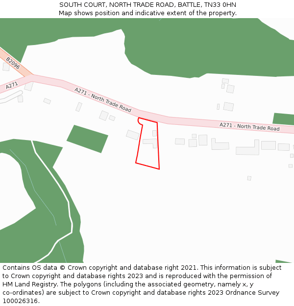 SOUTH COURT, NORTH TRADE ROAD, BATTLE, TN33 0HN: Location map and indicative extent of plot