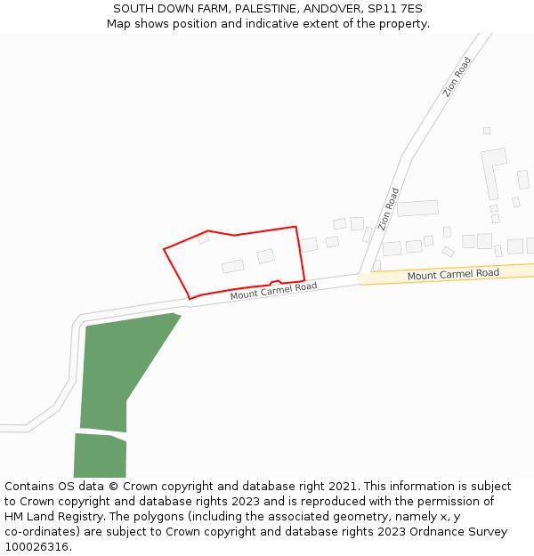 SOUTH DOWN FARM, PALESTINE, ANDOVER, SP11 7ES: Location map and indicative extent of plot