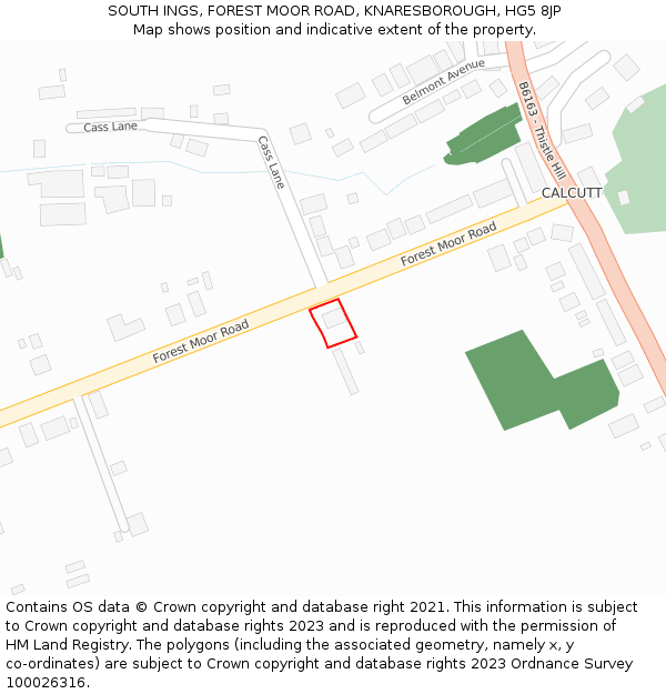 SOUTH INGS, FOREST MOOR ROAD, KNARESBOROUGH, HG5 8JP: Location map and indicative extent of plot