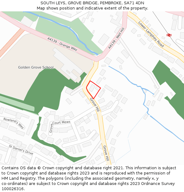 SOUTH LEYS, GROVE BRIDGE, PEMBROKE, SA71 4DN: Location map and indicative extent of plot
