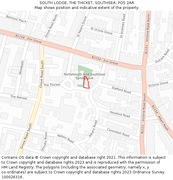 SOUTH LODGE, THE THICKET, SOUTHSEA, PO5 2AA: Location map and indicative extent of plot