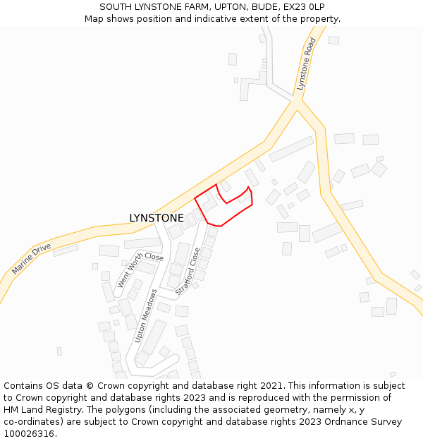 SOUTH LYNSTONE FARM, UPTON, BUDE, EX23 0LP: Location map and indicative extent of plot