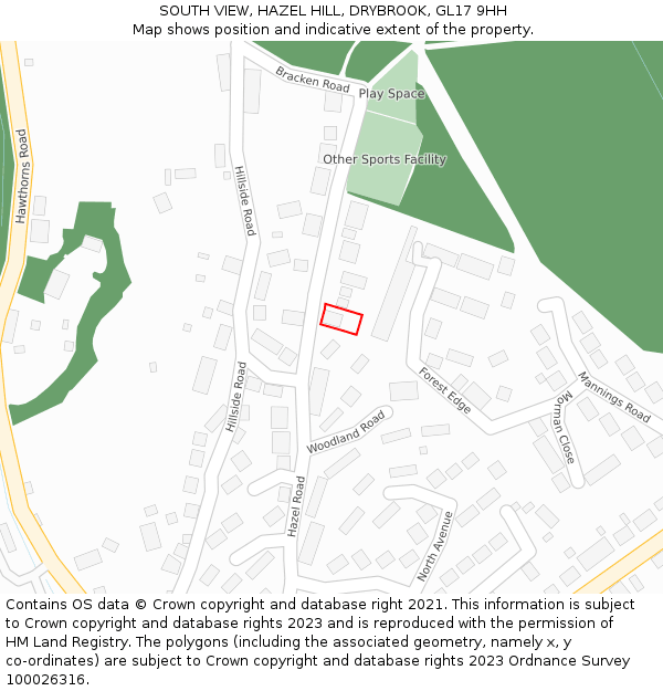 SOUTH VIEW, HAZEL HILL, DRYBROOK, GL17 9HH: Location map and indicative extent of plot