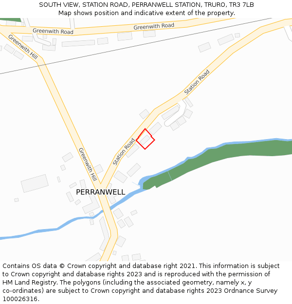 SOUTH VIEW, STATION ROAD, PERRANWELL STATION, TRURO, TR3 7LB: Location map and indicative extent of plot