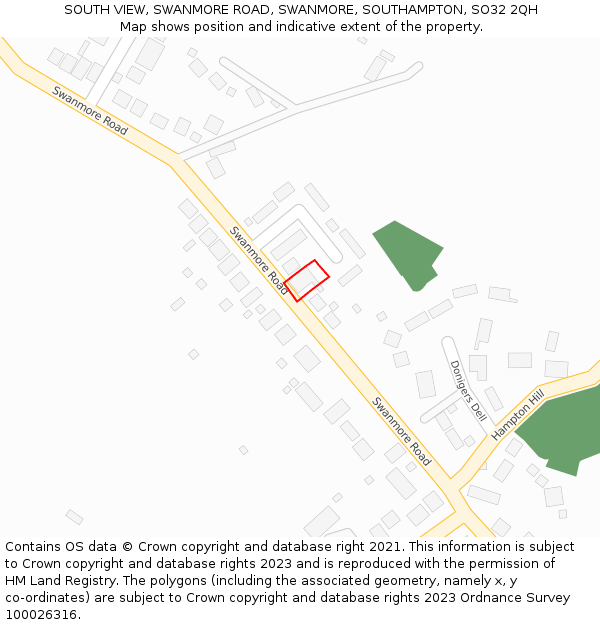 SOUTH VIEW, SWANMORE ROAD, SWANMORE, SOUTHAMPTON, SO32 2QH: Location map and indicative extent of plot