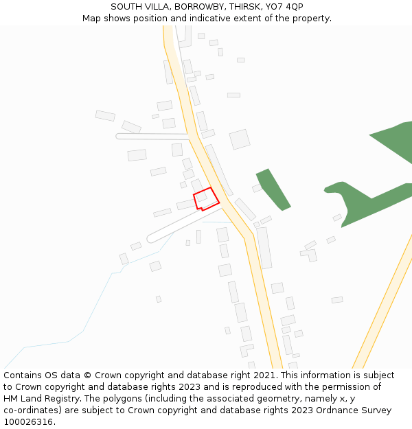 SOUTH VILLA, BORROWBY, THIRSK, YO7 4QP: Location map and indicative extent of plot