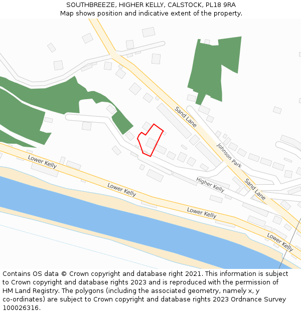 SOUTHBREEZE, HIGHER KELLY, CALSTOCK, PL18 9RA: Location map and indicative extent of plot