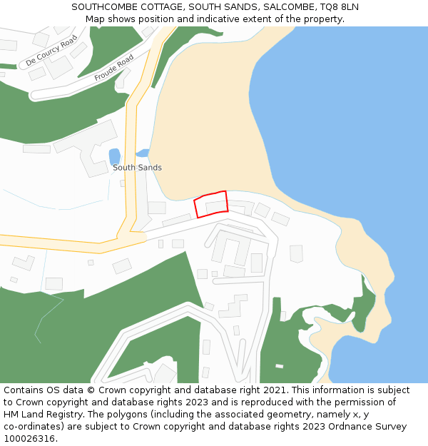 SOUTHCOMBE COTTAGE, SOUTH SANDS, SALCOMBE, TQ8 8LN: Location map and indicative extent of plot