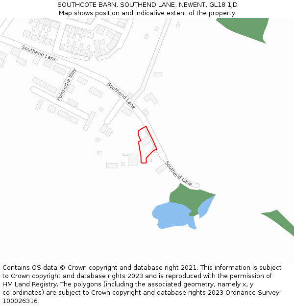 SOUTHCOTE BARN, SOUTHEND LANE, NEWENT, GL18 1JD: Location map and indicative extent of plot