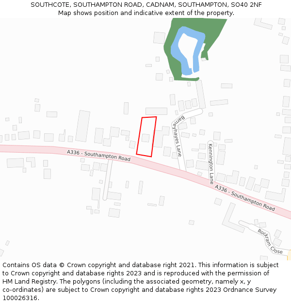 SOUTHCOTE, SOUTHAMPTON ROAD, CADNAM, SOUTHAMPTON, SO40 2NF: Location map and indicative extent of plot