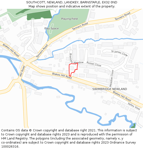 SOUTHCOTT, NEWLAND, LANDKEY, BARNSTAPLE, EX32 0ND: Location map and indicative extent of plot