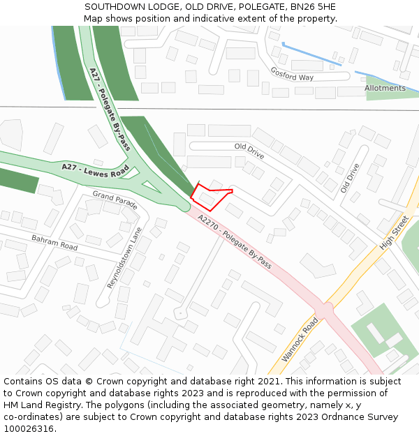 SOUTHDOWN LODGE, OLD DRIVE, POLEGATE, BN26 5HE: Location map and indicative extent of plot