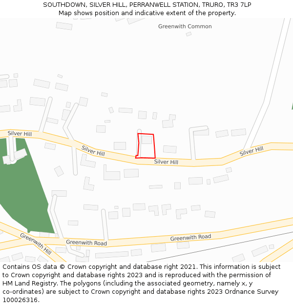 SOUTHDOWN, SILVER HILL, PERRANWELL STATION, TRURO, TR3 7LP: Location map and indicative extent of plot