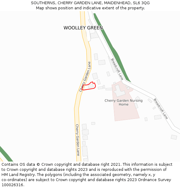 SOUTHERNS, CHERRY GARDEN LANE, MAIDENHEAD, SL6 3QG: Location map and indicative extent of plot