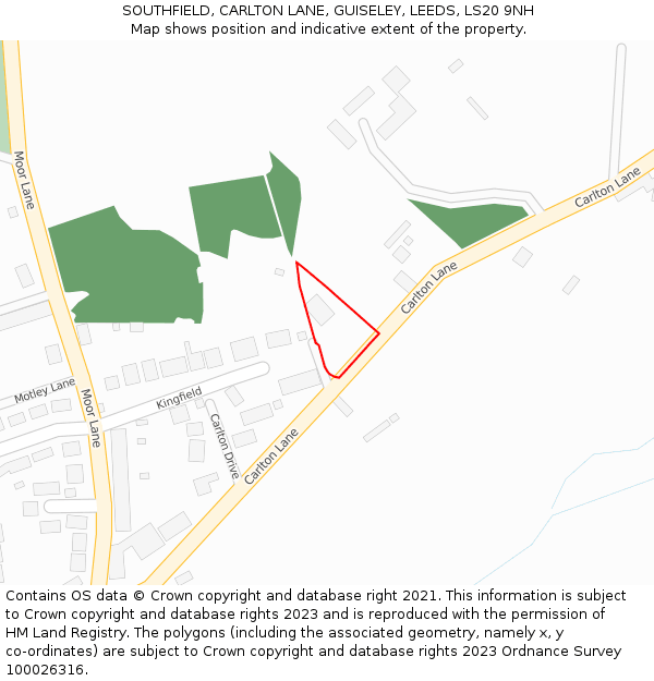 SOUTHFIELD, CARLTON LANE, GUISELEY, LEEDS, LS20 9NH: Location map and indicative extent of plot