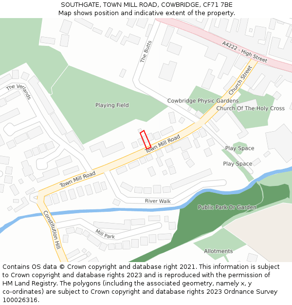 SOUTHGATE, TOWN MILL ROAD, COWBRIDGE, CF71 7BE: Location map and indicative extent of plot