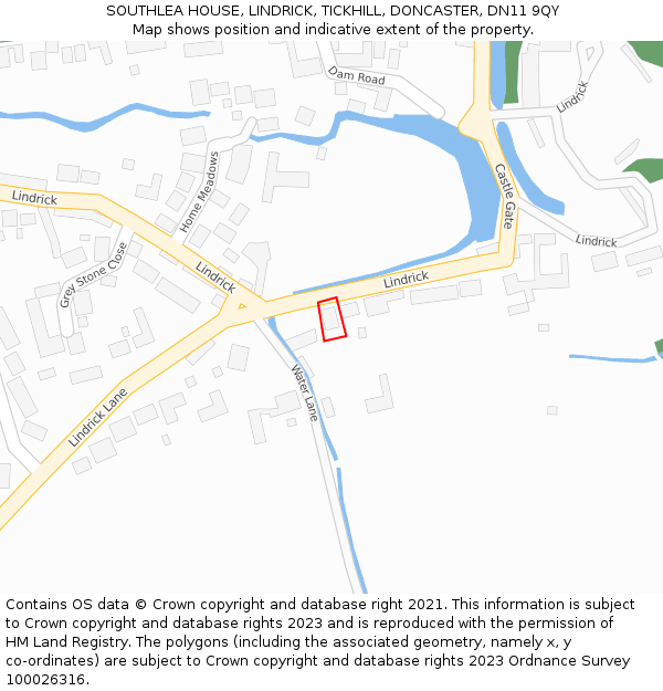 SOUTHLEA HOUSE, LINDRICK, TICKHILL, DONCASTER, DN11 9QY: Location map and indicative extent of plot
