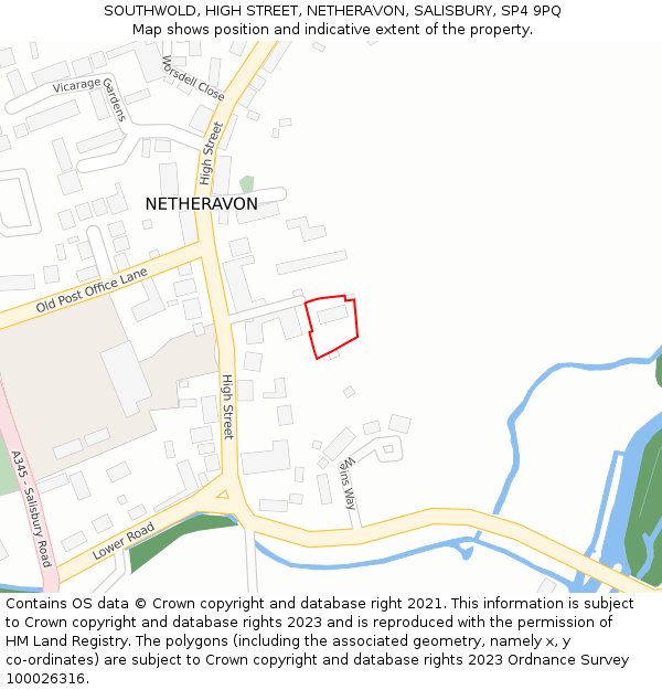 SOUTHWOLD, HIGH STREET, NETHERAVON, SALISBURY, SP4 9PQ: Location map and indicative extent of plot