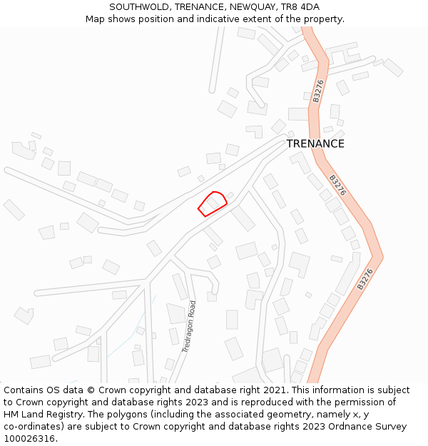 SOUTHWOLD, TRENANCE, NEWQUAY, TR8 4DA: Location map and indicative extent of plot