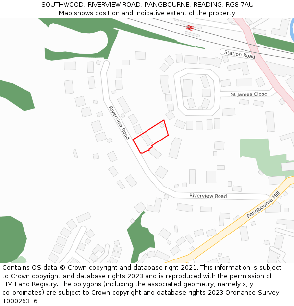 SOUTHWOOD, RIVERVIEW ROAD, PANGBOURNE, READING, RG8 7AU: Location map and indicative extent of plot