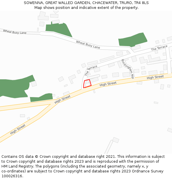 SOWENNA, GREAT WALLED GARDEN, CHACEWATER, TRURO, TR4 8LS: Location map and indicative extent of plot