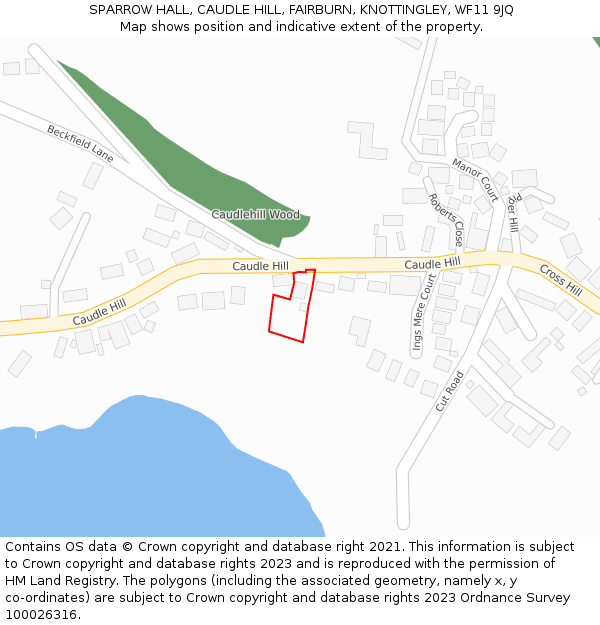 SPARROW HALL, CAUDLE HILL, FAIRBURN, KNOTTINGLEY, WF11 9JQ: Location map and indicative extent of plot