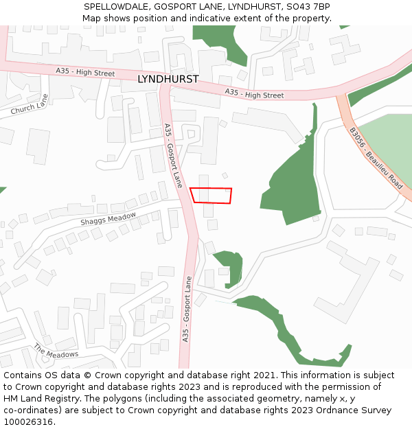 SPELLOWDALE, GOSPORT LANE, LYNDHURST, SO43 7BP: Location map and indicative extent of plot