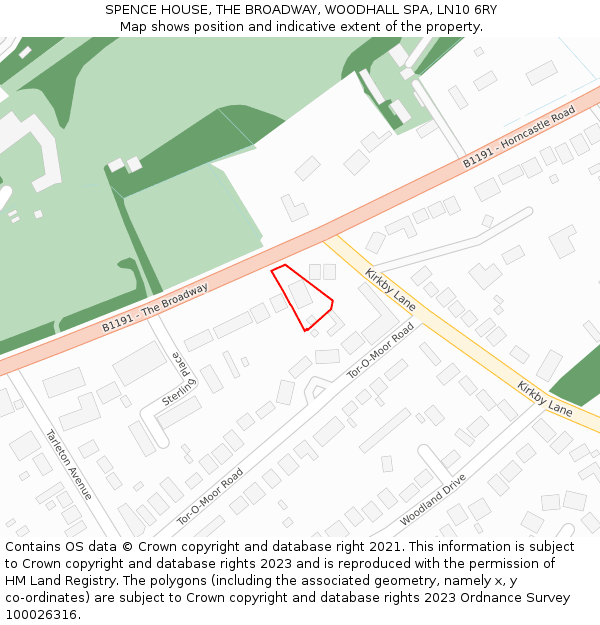 SPENCE HOUSE, THE BROADWAY, WOODHALL SPA, LN10 6RY: Location map and indicative extent of plot