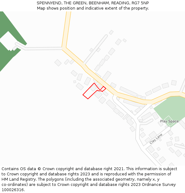 SPENNYEND, THE GREEN, BEENHAM, READING, RG7 5NP: Location map and indicative extent of plot