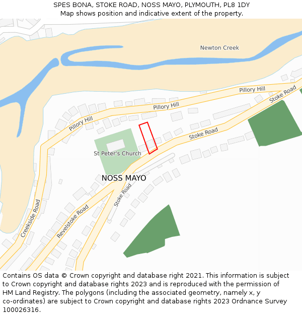 SPES BONA, STOKE ROAD, NOSS MAYO, PLYMOUTH, PL8 1DY: Location map and indicative extent of plot