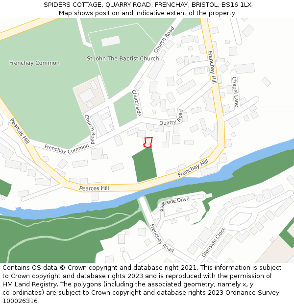 SPIDERS COTTAGE, QUARRY ROAD, FRENCHAY, BRISTOL, BS16 1LX: Location map and indicative extent of plot