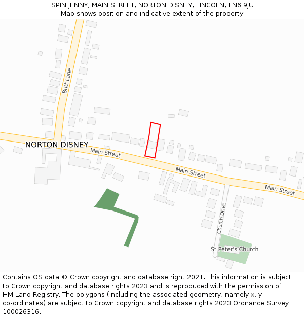 SPIN JENNY, MAIN STREET, NORTON DISNEY, LINCOLN, LN6 9JU: Location map and indicative extent of plot