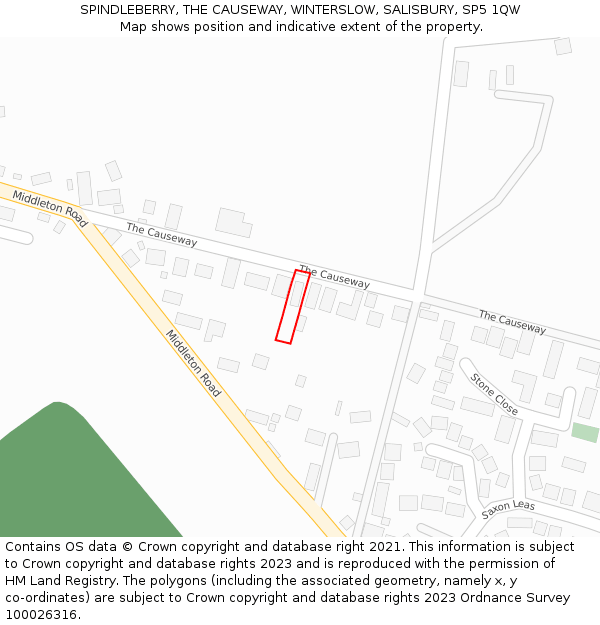SPINDLEBERRY, THE CAUSEWAY, WINTERSLOW, SALISBURY, SP5 1QW: Location map and indicative extent of plot