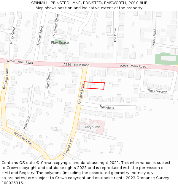 SPINMILL, PRINSTED LANE, PRINSTED, EMSWORTH, PO10 8HR: Location map and indicative extent of plot